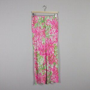 Lilly Pulitzer Georgia May Palazzo Pants Women Pink Floral Summer Pull On XS 254